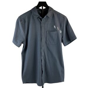 VRST Refined Knit Button Down Shirt Gray Stretch Pocket Mens Small NWT